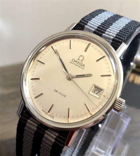 omega deville mens black strap watch|omega de ville vintage watches.